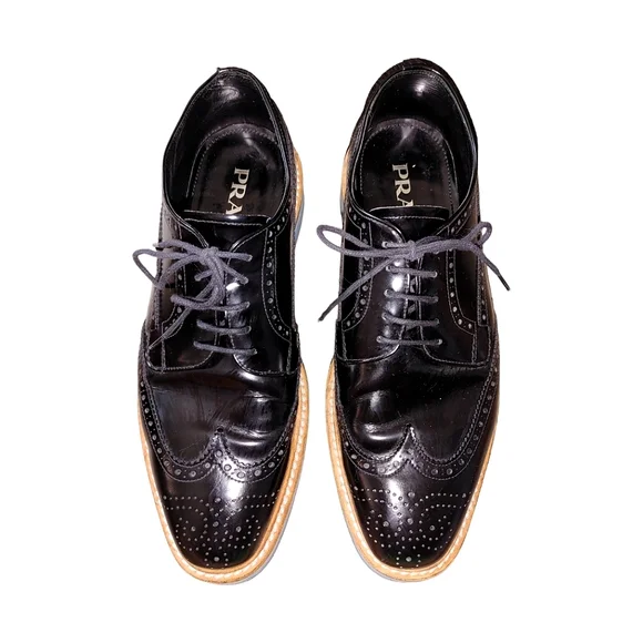 Prada Black Classic Leather Lace Up Laced Formal Shoes Derby - Picture 16 of 16